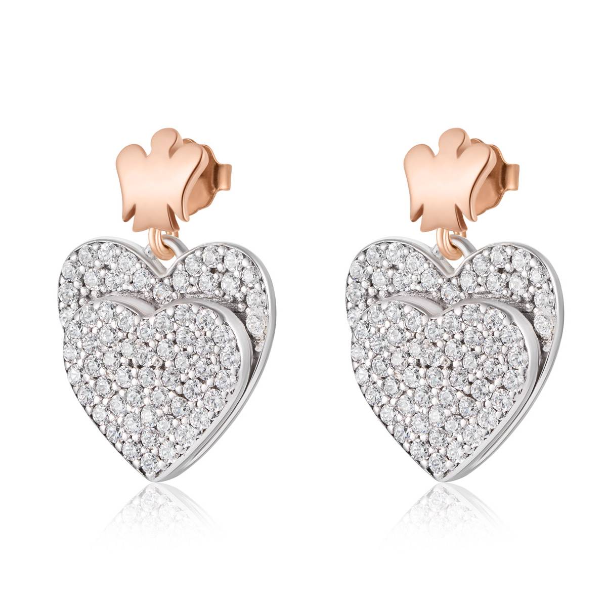 Orecchini Donna Argento 925 Roberto Giannotti Cuore Zirconi Angelo Rosè GIA436